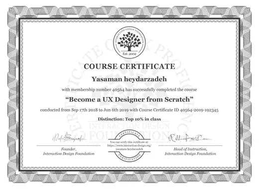 Become a UX Designer from Scratch certificate