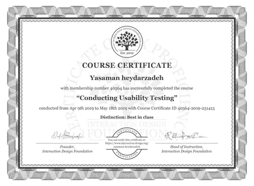 Conducting Usability Testing certificate